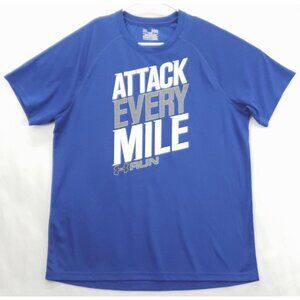 Under Armour Shirt Mens XL Blue Heatgear Attack Every Mile Running Crew Neck